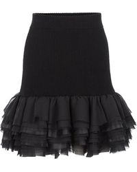 Nina Ricci - Ruffled Ribbed-Knit Skirt - Lyst