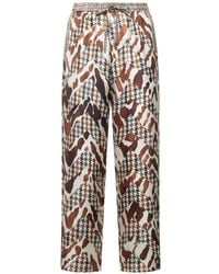 Pierre Louis Mascia - Houndstooth Animal-Print Silk Trousers - Lyst