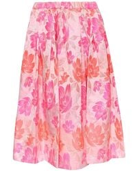 Comme des Garçons - Midi-Plooirok Met Bloemenprint - Lyst