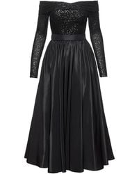 Nissa - Sequin-Panel Taffeta Midi Dress - Lyst