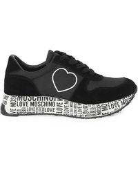 Moschino - Heart-Motif Suede-Panel Sneakers - Lyst