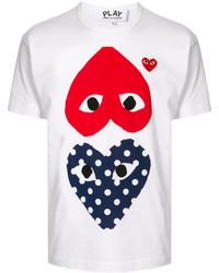 COMME DES GARÇONS PLAY - Heart-print Cotton-jersey T-shirt - Lyst