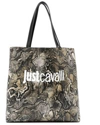 Just Cavalli - Logo-print Snakeskin-effect Tote Bag - Lyst