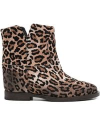 Via Roma 15 - Leopard-Print Calf-Leather Ankle Boots - Lyst