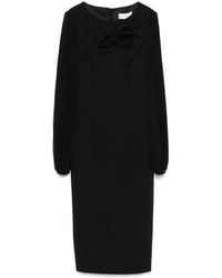 Nissa - Floral-Appliqué Midi Dress - Lyst