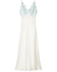 Sandro - Robe Longue À Col V Et Détail En Dentelle - Lyst