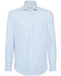 Brunello Cucinelli - Striped Long-Sleeve Shirt - Lyst