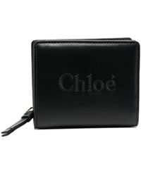 Chloé - Sense Logo-embroidered Leather Wallet - Lyst