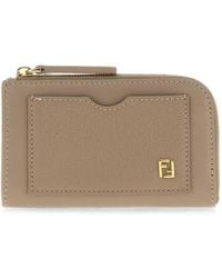Fendi - Ff Logo-Plaque Leather Card Case Pouch - Lyst