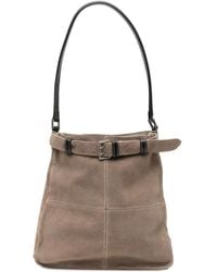 CROQUIS - Suede-Finish Buckled Shoulder Bag - Lyst
