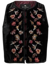 Etro - Cropped Velvet Waistcoat With Embroidery And Beads - Lyst
