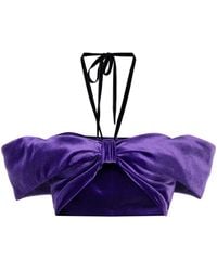 Philosophy Di Lorenzo Serafini - Velvet-Effect Halterneck Cropped Top - Lyst