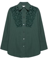 P.A.R.O.S.H. - Guipure Lace-detail Cotton Shirt - Lyst