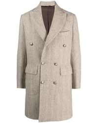 Barba Napoli - Herringbone Double-Breasted Coat - Lyst