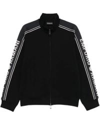 Emporio Armani - Logo-Tape Zip-Up Sweater - Lyst