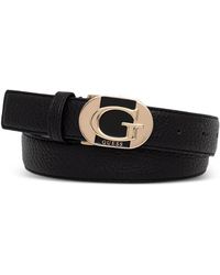 Guess - Logo-Plaque Pebbled Belt - Lyst