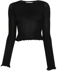 Erika Cavallini Semi Couture - Ribbed-Knit Lettuce-Hem Sweater - Lyst