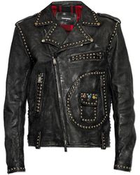 DSquared² - Leather Jacket With A Vintage Effect - Lyst