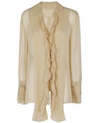 Alberta Ferretti - Ruffled Pleated Blouse - Lyst