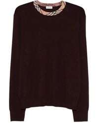 Burberry - Wollen Trui Met Geruite Afwerking - Lyst