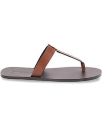 Saint Laurent - Cassandra Leather Thong Sandals - Lyst