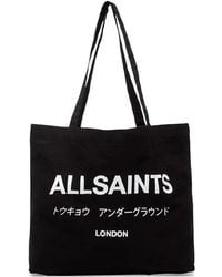 AllSaints - Underground Logo-Print Tote Bag - Lyst