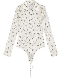 Ganni - Floral-Print Bodysuit - Lyst