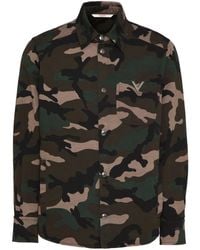 Valentino Garavani - V-Detail Camouflage-Print Shirt Jacket - Lyst
