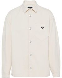Prada - Triangle-logo Velvet Denim Shirt - Lyst