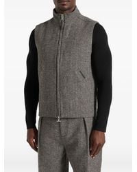 Manière De Voir - Gilet Zippé Levi En Laine Grise À Chevrons - Lyst
