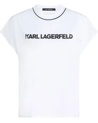 Karl Lagerfeld - T-Shirt Passepoilé À Logo - Lyst