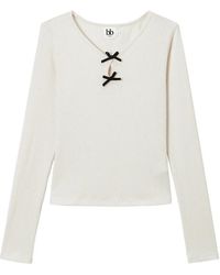 B+ AB - Bow-Detail Ribbed-Knit T-Shirt - Lyst
