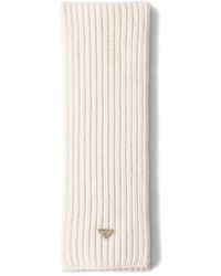 Prada - Enameled Triangle-Logo Rib Knit Scarf - Lyst