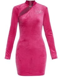 Versace Jeans Couture - Velvet Dress With Turtleneck - Lyst