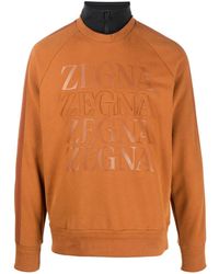 Zegna - Embossed-logo Cotton Sweatshirt - Lyst