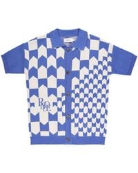 Rhude - Racing Checkered Knitted Polo Shirt - Lyst