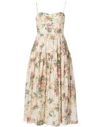 Erdem - Kleid aus Leinen mit Blumen-Print - Lyst