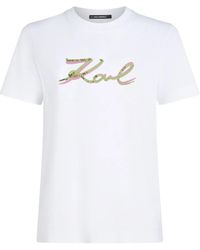 Karl Lagerfeld - Sequin-Signature Organic Cotton T-Shirt - Lyst