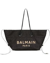 Balmain - Track Raffia Tote Bag - Lyst