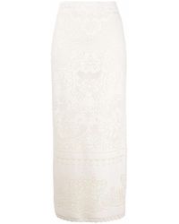 Valentino Garavani - High-Waisted Heavy Lace Skirt - Lyst