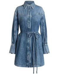 BOSS - Mini Shirt Denim Dress - Lyst