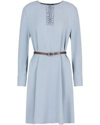 Emporio Armani - Crepe Belted Dress - Lyst