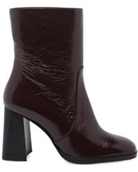 Stuart Weitzman - Patent-Finish Block-Heel Ankle Boots - Lyst