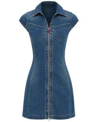 DIESEL - Zip-Up Denim Mini Dress - Lyst