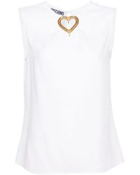 Moschino - Crepe Top With Heart Appliqué - Lyst