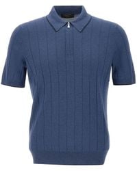 Gran Sasso - Ribbed-Knit Silk Polo Shirt - Lyst