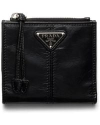 Prada - Small Leather Press-Stud Wallet - Lyst
