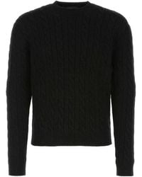 Prada - Logo-Embroidered Cable-Knit Jumper - Lyst