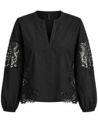 Kaos - Lace-Panelled V-Neck Blouse - Lyst