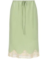 Saint Laurent - Lace Trim Midi Skirt - Lyst